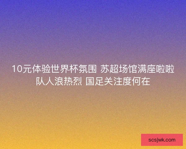 10元体验世界杯氛围 苏超场馆满座啦啦队人浪热烈 国足关注度何在