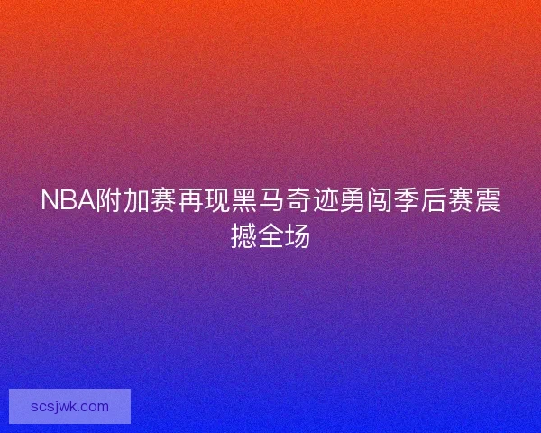 NBA附加赛再现黑马奇迹勇闯季后赛震撼全场