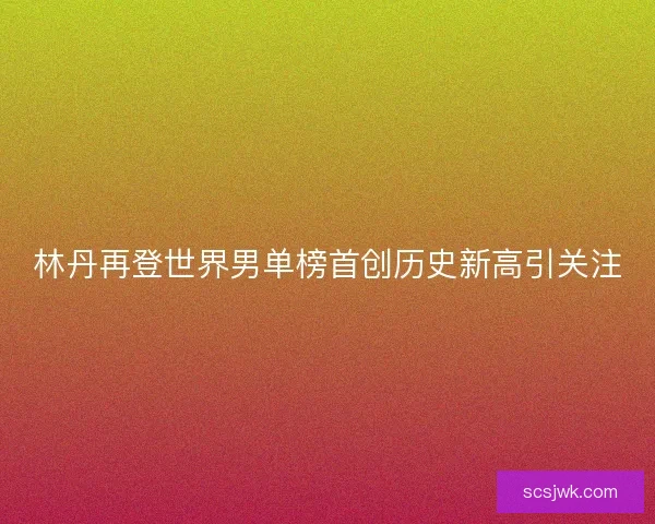 林丹再登世界男单榜首创历史新高引关注